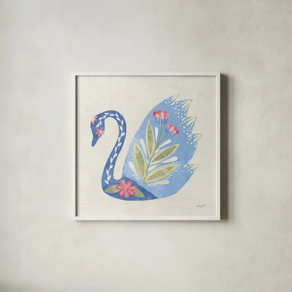 Folk Cottage IV by Courtney Prahl. Shown in a crisp white glass frame for a clean and minimalist style. Available as an archival giclee rolled canvas, fine art paper, or poster print. SKU 84084a.