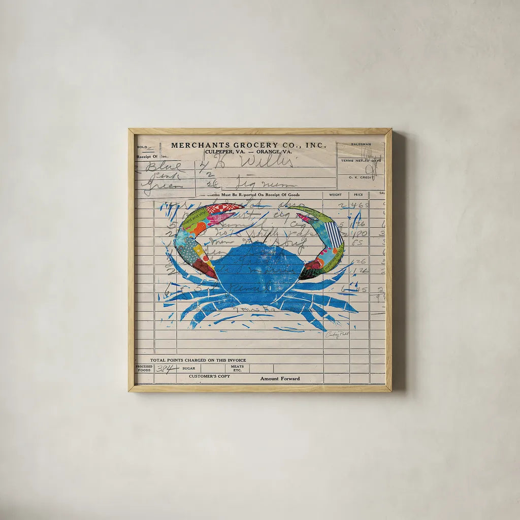 Fresh from the Sea I by Courtney Prahl. Shown in a natural wood glass frame for a timeless modern aesthetic. Available as an archival giclee rolled canvas, fine art paper, or poster print. SKU 12058a.