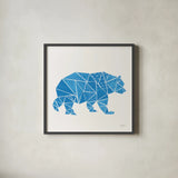 Geometric Animal I by Courtney Prahl. Shown in a sleek black glass frame for a contemporary gallery look. Available as an archival giclee rolled canvas, fine art paper, or poster print. SKU 48979a.