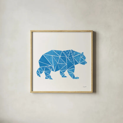 Geometric Animal I by Courtney Prahl. Shown in a natural wood glass frame for a timeless modern aesthetic. Available as an archival giclee rolled canvas, fine art paper, or poster print. SKU 48979a.