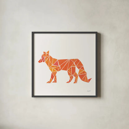 Geometric Animal II by Courtney Prahl. Shown in a sleek black glass frame for a contemporary gallery look. Available as an archival giclee rolled canvas, fine art paper, or poster print. SKU 48980a.