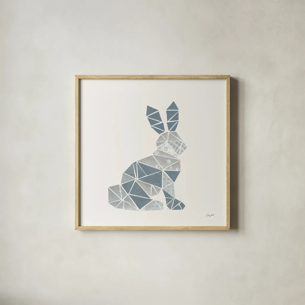 Geometric Animal III by Courtney Prahl. Shown in a natural wood glass frame for a timeless modern aesthetic. Available as an archival giclee rolled canvas, fine art paper, or poster print. SKU 48981a.