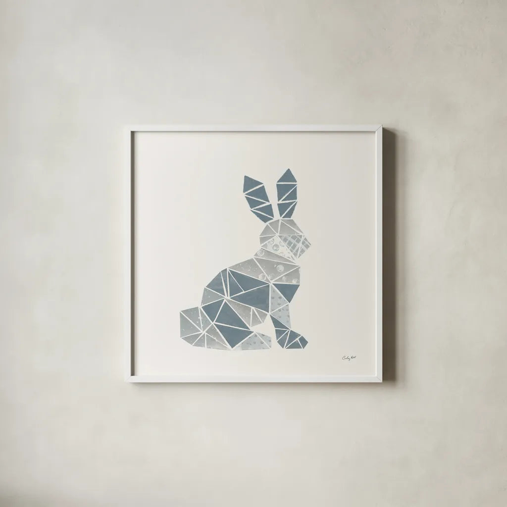 Geometric Animal III by Courtney Prahl. Shown in a crisp white glass frame for a clean and minimalist style. Available as an archival giclee rolled canvas, fine art paper, or poster print. SKU 48981a.