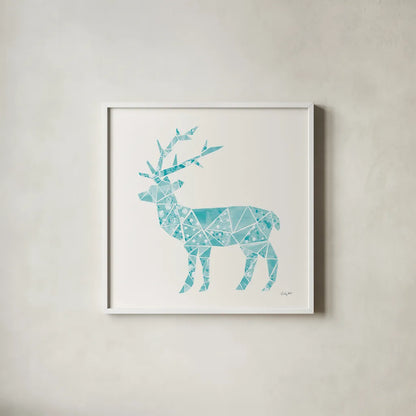 Geometric Animal IV by Courtney Prahl. Shown in a crisp white glass frame for a clean and minimalist style. Available as an archival giclee rolled canvas, fine art paper, or poster print. SKU 48982a.