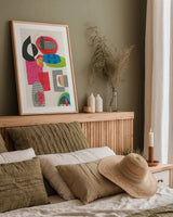 Geometric Collage by Courtney Prahl. shown as a paper print in a natural frame. Available as a archival giclee rolled canvas, fine art paper, or poster print. SKU 52275h.