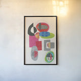 Geometric Collage by Courtney Prahl. shown as a paper print in a black flame. Available as a archival giclee rolled canvas, fine art paper, or poster print. SKU 52275h.
