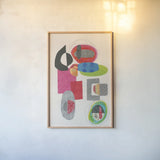 Geometric Collage by Courtney Prahl. shown as a paper print in a natural frame. Available as a archival giclee rolled canvas, fine art paper, or poster print. SKU 52275h.