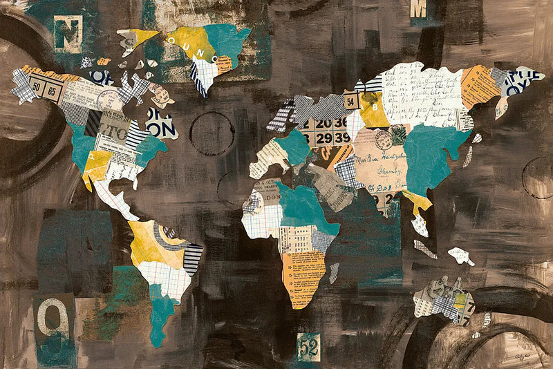 Golden World on Brown by Courtney Prahl. SKU 29802i. Archival Giclee Fine art print for wall decor.