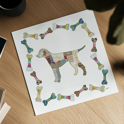 Good Dog II Sq with Border by Courtney Prahl. Shown as a detailed flat fine art print, highlighting archival giclee quality. Available as an archival giclee rolled canvas, fine art paper, or poster print. SKU 25981a.