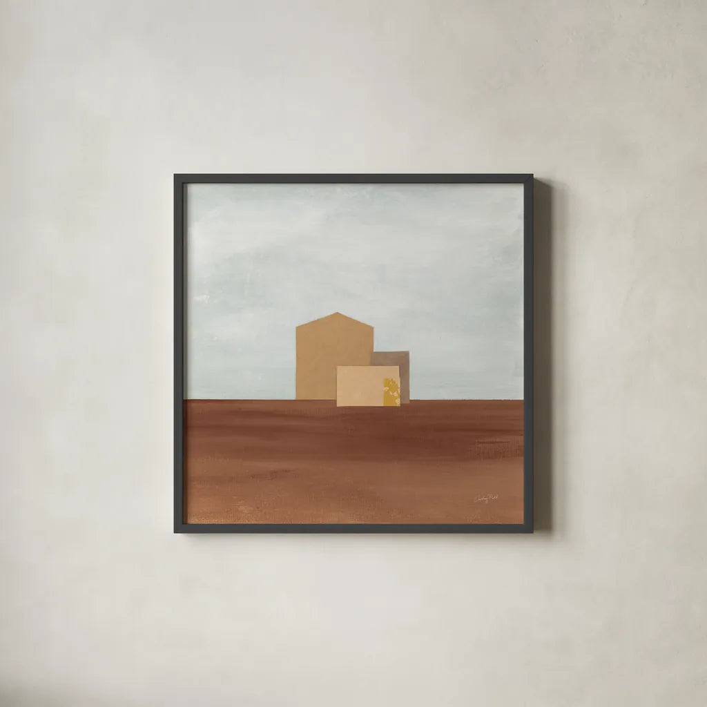 Homeward I by Courtney Prahl. Shown in a sleek black glass frame for a contemporary gallery look. Available as an archival giclee rolled canvas, fine art paper, or poster print. SKU 74104a.