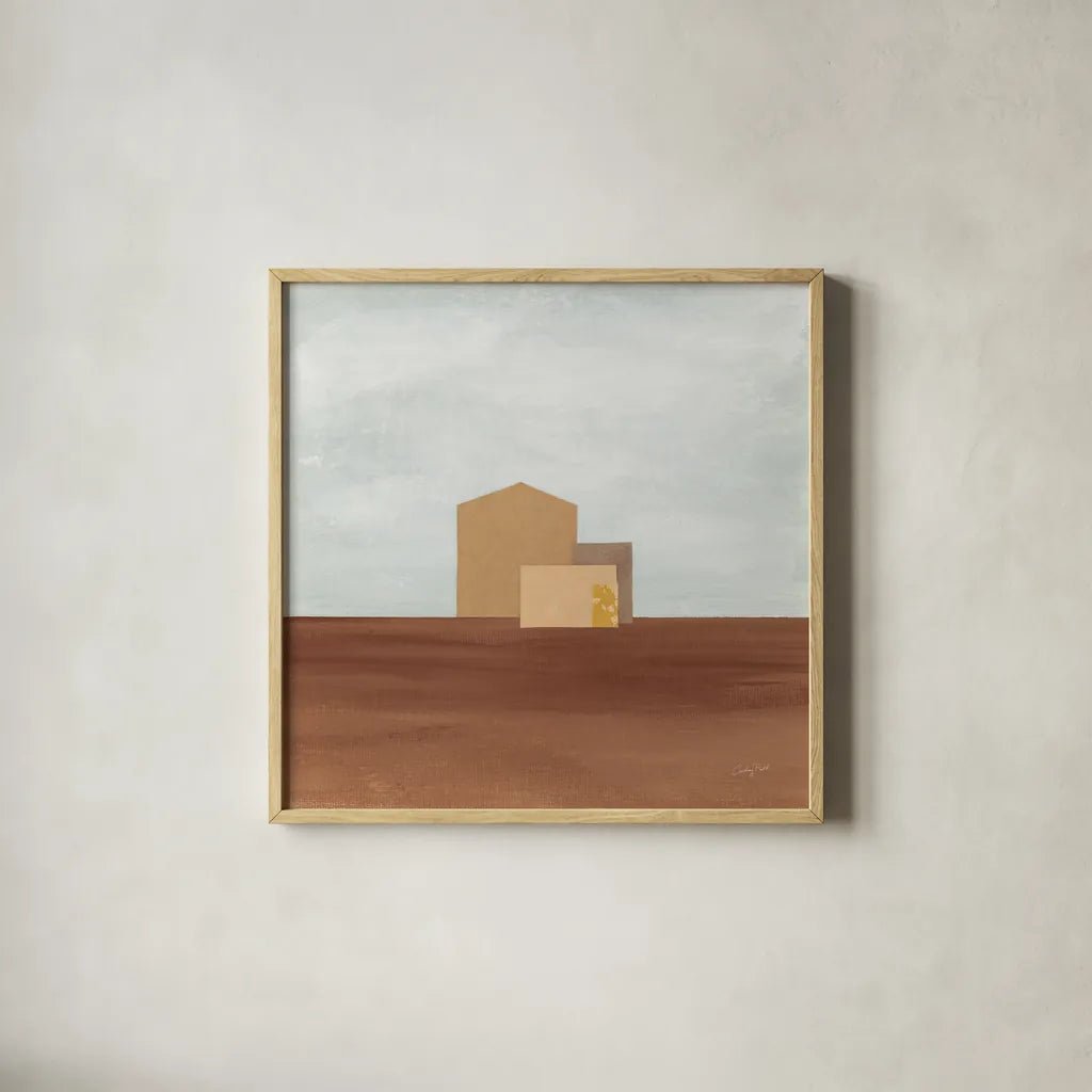 Homeward I by Courtney Prahl. Shown in a natural wood glass frame for a timeless modern aesthetic. Available as an archival giclee rolled canvas, fine art paper, or poster print. SKU 74104a.
