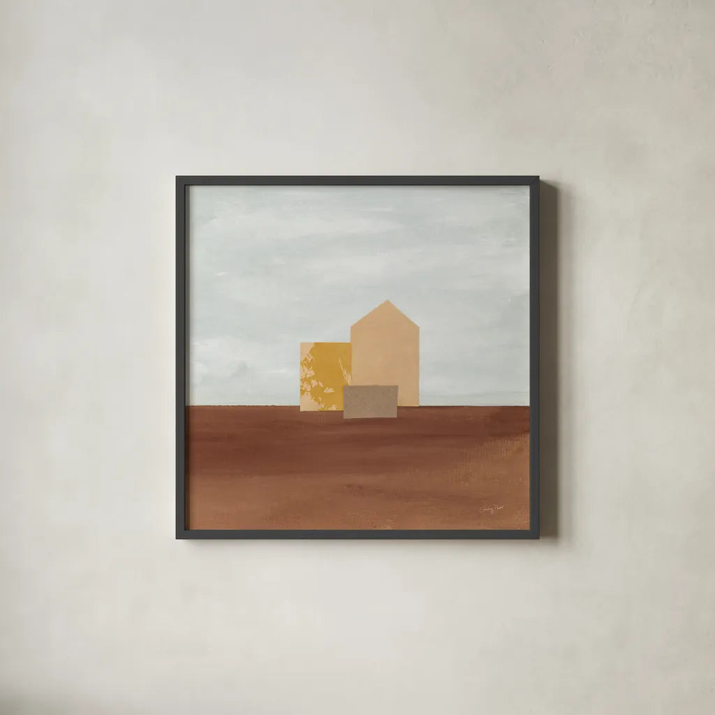 Homeward II by Courtney Prahl. Shown in a sleek black glass frame for a contemporary gallery look. Available as an archival giclee rolled canvas, fine art paper, or poster print. SKU 74105a.