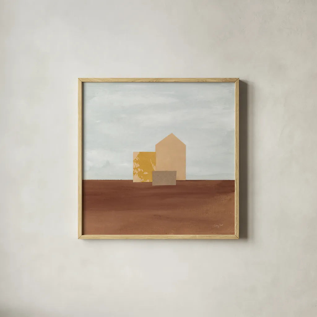 Homeward II by Courtney Prahl. Shown in a natural wood glass frame for a timeless modern aesthetic. Available as an archival giclee rolled canvas, fine art paper, or poster print. SKU 74105a.