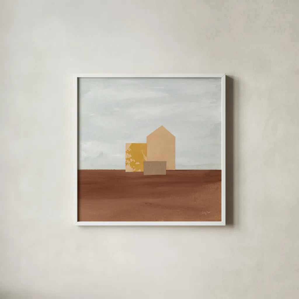Homeward II by Courtney Prahl. Shown in a crisp white glass frame for a clean and minimalist style. Available as an archival giclee rolled canvas, fine art paper, or poster print. SKU 74105a.