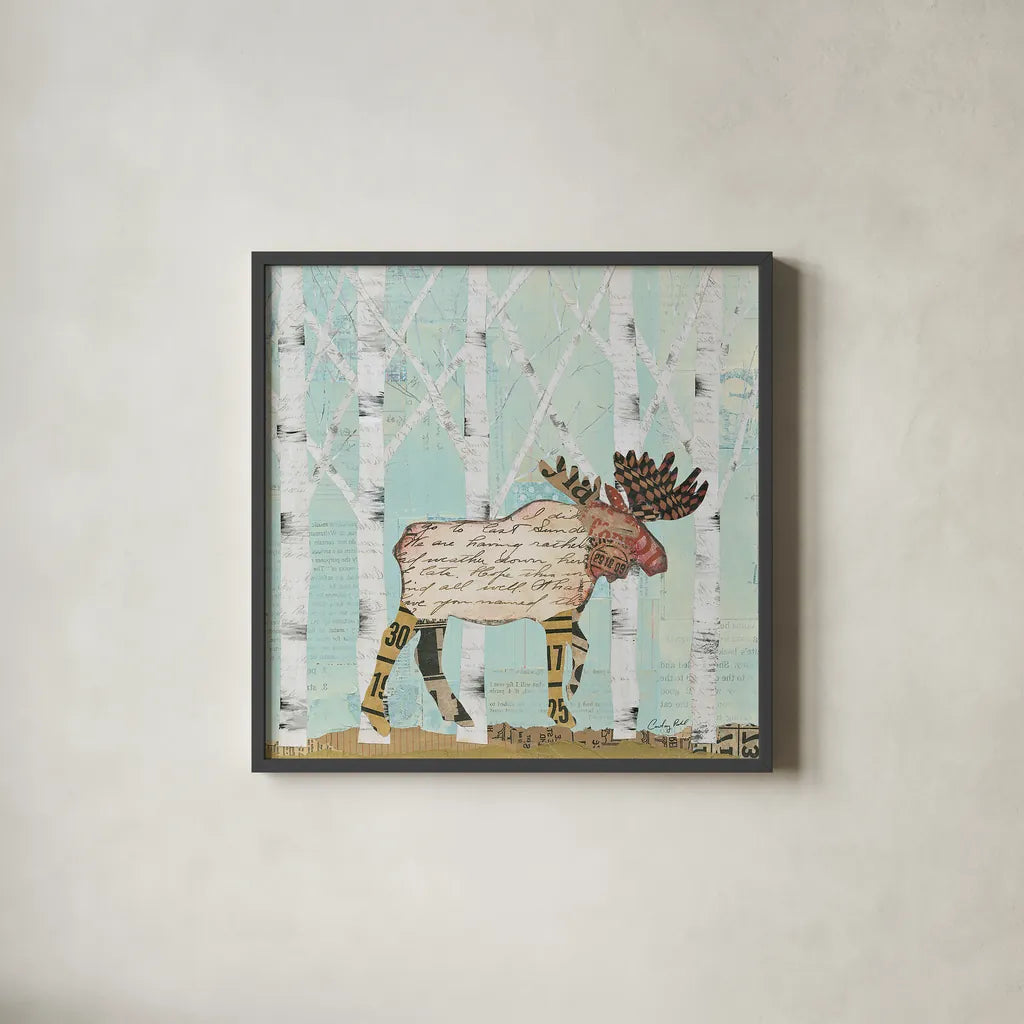 In the Forest I by Courtney Prahl. Shown in a sleek black glass frame for a contemporary gallery look. Available as an archival giclee rolled canvas, fine art paper, or poster print. SKU 22964a.