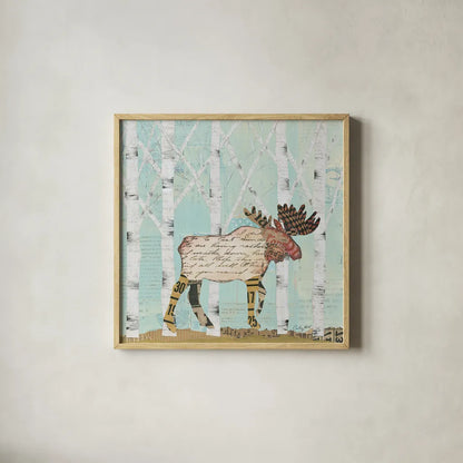 In the Forest I by Courtney Prahl. Shown in a natural wood glass frame for a timeless modern aesthetic. Available as an archival giclee rolled canvas, fine art paper, or poster print. SKU 22964a.