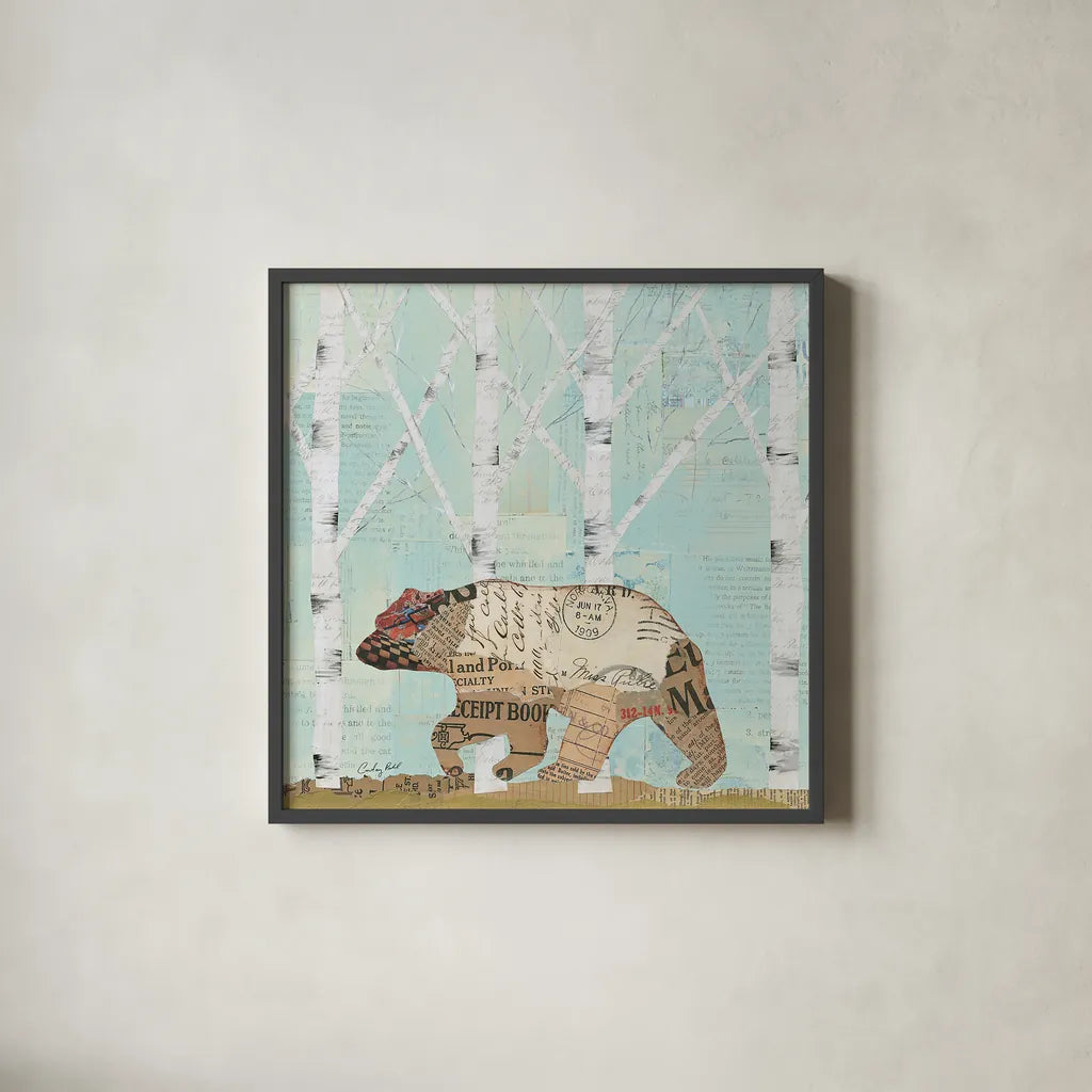 In the Forest II by Courtney Prahl. Shown in a sleek black glass frame for a contemporary gallery look. Available as an archival giclee rolled canvas, fine art paper, or poster print. SKU 22965a.