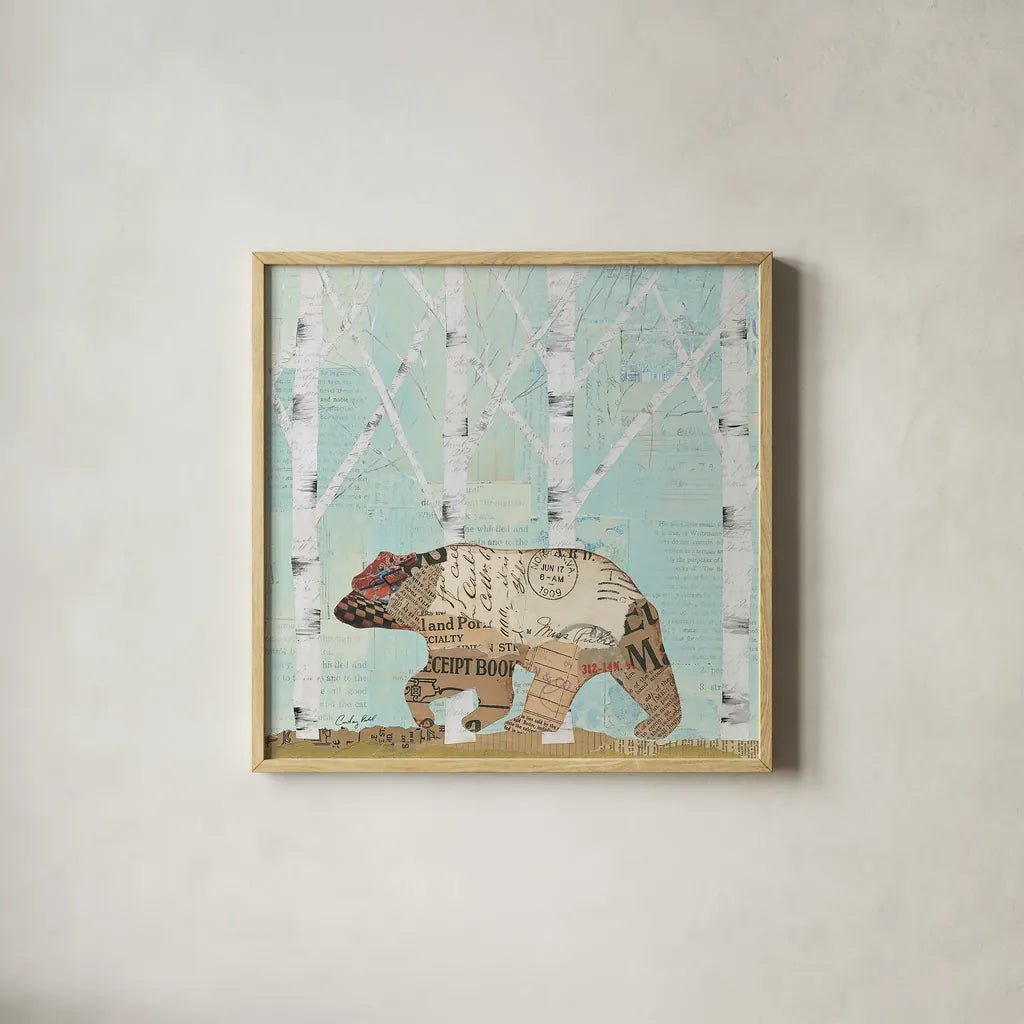 In the Forest II by Courtney Prahl. Shown in a natural wood glass frame for a timeless modern aesthetic. Available as an archival giclee rolled canvas, fine art paper, or poster print. SKU 22965a.