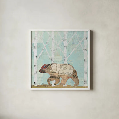 In the Forest II by Courtney Prahl. Shown in a crisp white glass frame for a clean and minimalist style. Available as an archival giclee rolled canvas, fine art paper, or poster print. SKU 22965a.