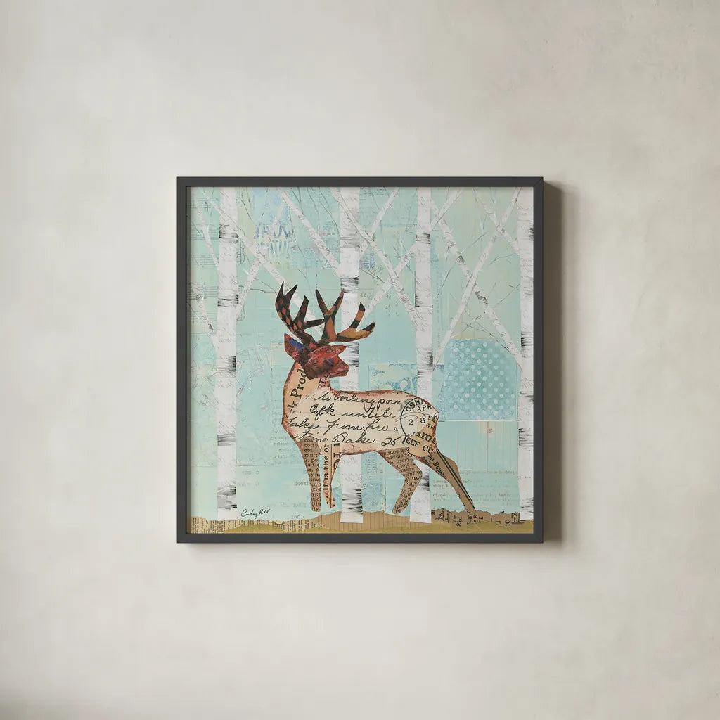 In the Forest III by Courtney Prahl. Shown in a sleek black glass frame for a contemporary gallery look. Available as an archival giclee rolled canvas, fine art paper, or poster print. SKU 22966a.