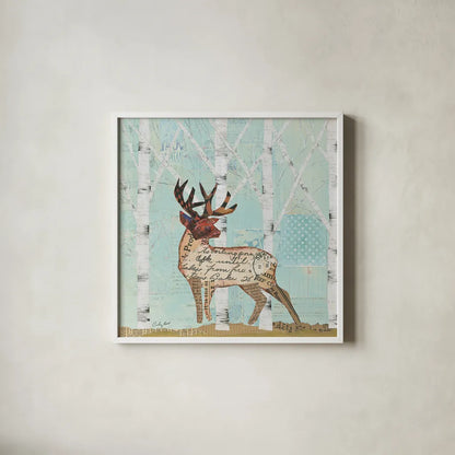 In the Forest III by Courtney Prahl. Shown in a crisp white glass frame for a clean and minimalist style. Available as an archival giclee rolled canvas, fine art paper, or poster print. SKU 22966a.