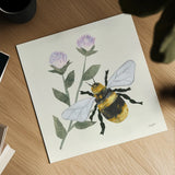 In the Garden Bee by Courtney Prahl. Shown as a detailed flat fine art print, highlighting archival giclee quality. Available as an archival giclee rolled canvas, fine art paper, or poster print. SKU 68238a.