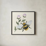 In the Garden Bee by Courtney Prahl. Shown in a sleek black glass frame for a contemporary gallery look. Available as an archival giclee rolled canvas, fine art paper, or poster print. SKU 68238a.
