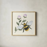 In the Garden Bee by Courtney Prahl. Shown in a natural wood glass frame for a timeless modern aesthetic. Available as an archival giclee rolled canvas, fine art paper, or poster print. SKU 68238a.