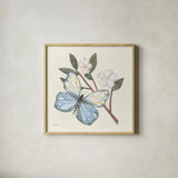 In the Garden Butterfly by Courtney Prahl. Shown in a natural wood glass frame for a timeless modern aesthetic. Available as an archival giclee rolled canvas, fine art paper, or poster print. SKU 68237a.