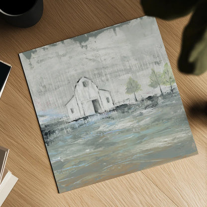 Iowa Barn I by Courtney Prahl. Shown as a detailed flat fine art print, highlighting archival giclee quality. Available as an archival giclee rolled canvas, fine art paper, or poster print. SKU 61961a.