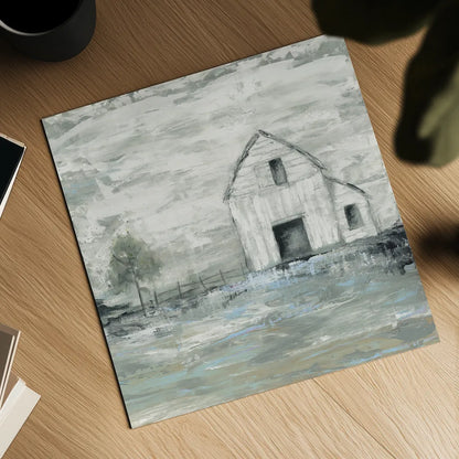 Iowa Barn II by Courtney Prahl. Shown as a detailed flat fine art print, highlighting archival giclee quality. Available as an archival giclee rolled canvas, fine art paper, or poster print. SKU 61962a.