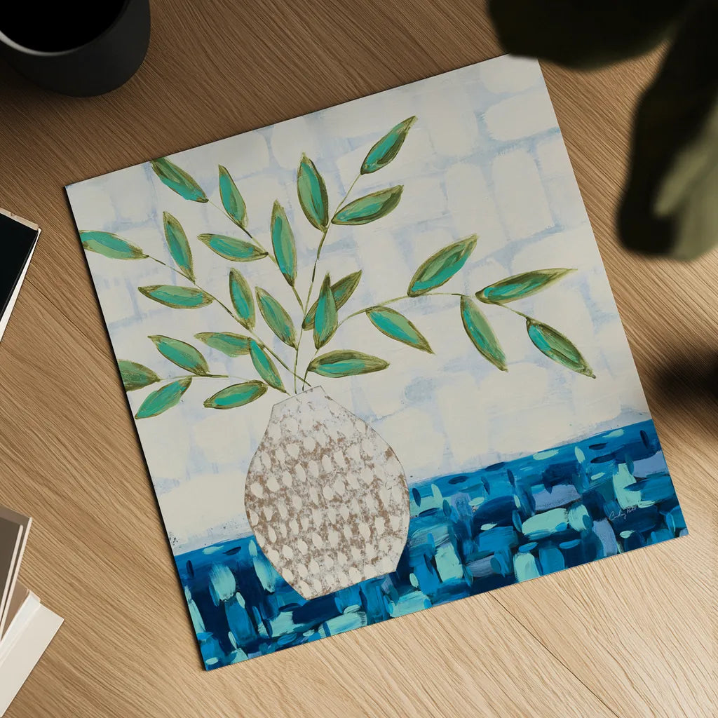 Joyful Leaves by Courtney Prahl. Shown as a detailed flat fine art print, highlighting archival giclee quality. Available as an archival giclee rolled canvas, fine art paper, or poster print. SKU 97649a.