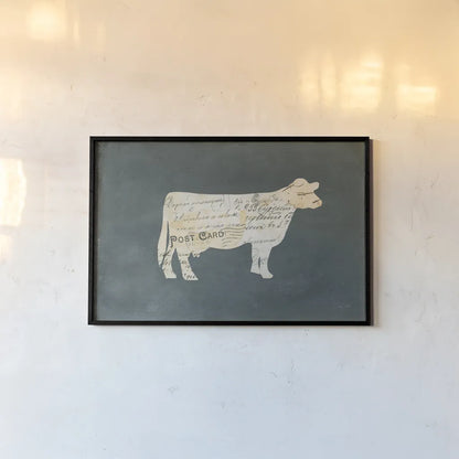 La Vache Cameo by Courtney Prahl. shown as a paper print in a black flame. Available as a archival giclee rolled canvas, fine art paper, or poster print. SKU 52524i.