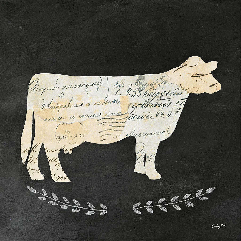 La Vache Cameo Sq no Words by Courtney Prahl. SKU 21814a. Archival Giclee Fine art print for wall decor.