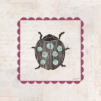 Ladybug Stamp Bright by Courtney Prahl. SKU 42871a. Archival Giclee Fine art print for wall decor.
