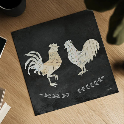 Le Coq Cameo Sq no Words by Courtney Prahl. Shown as a detailed flat fine art print, highlighting archival giclee quality. Available as an archival giclee rolled canvas, fine art paper, or poster print. SKU 21816a.