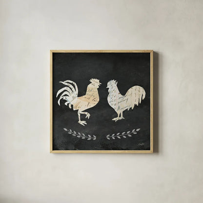Le Coq Cameo Sq no Words by Courtney Prahl. Shown in a natural wood glass frame for a timeless modern aesthetic. Available as an archival giclee rolled canvas, fine art paper, or poster print. SKU 21816a.