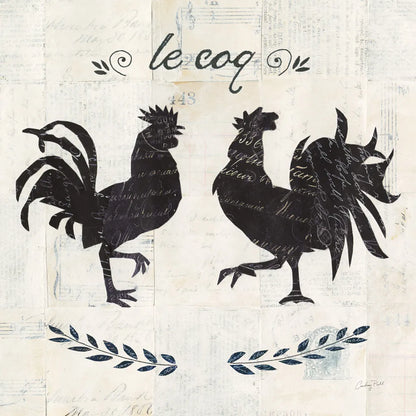 Le Coq Silhouette Sq Words by Courtney Prahl. SKU 52533a. Archival Giclee Fine art print for wall decor.