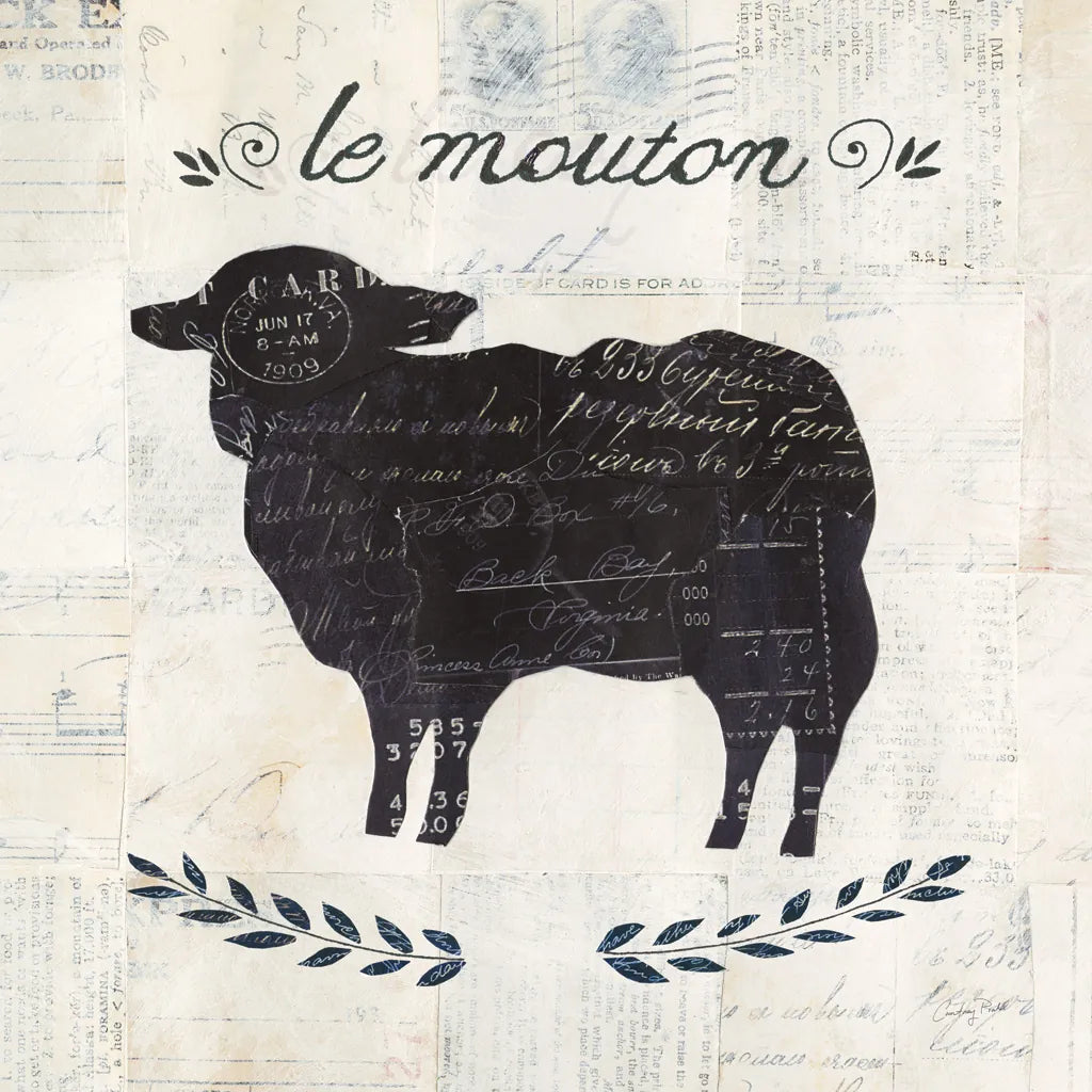 Le Mouton Silhouette Sq Words by Courtney Prahl. SKU 52534a. Archival Giclee Fine art print for wall decor.