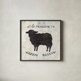 Le Mouton Silhouette Sq Words by Courtney Prahl. Shown in a sleek black glass frame for a contemporary gallery look. Available as an archival giclee rolled canvas, fine art paper, or poster print. SKU 52534a.