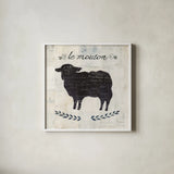 Le Mouton Silhouette Sq Words by Courtney Prahl. Shown in a crisp white glass frame for a clean and minimalist style. Available as an archival giclee rolled canvas, fine art paper, or poster print. SKU 52534a.