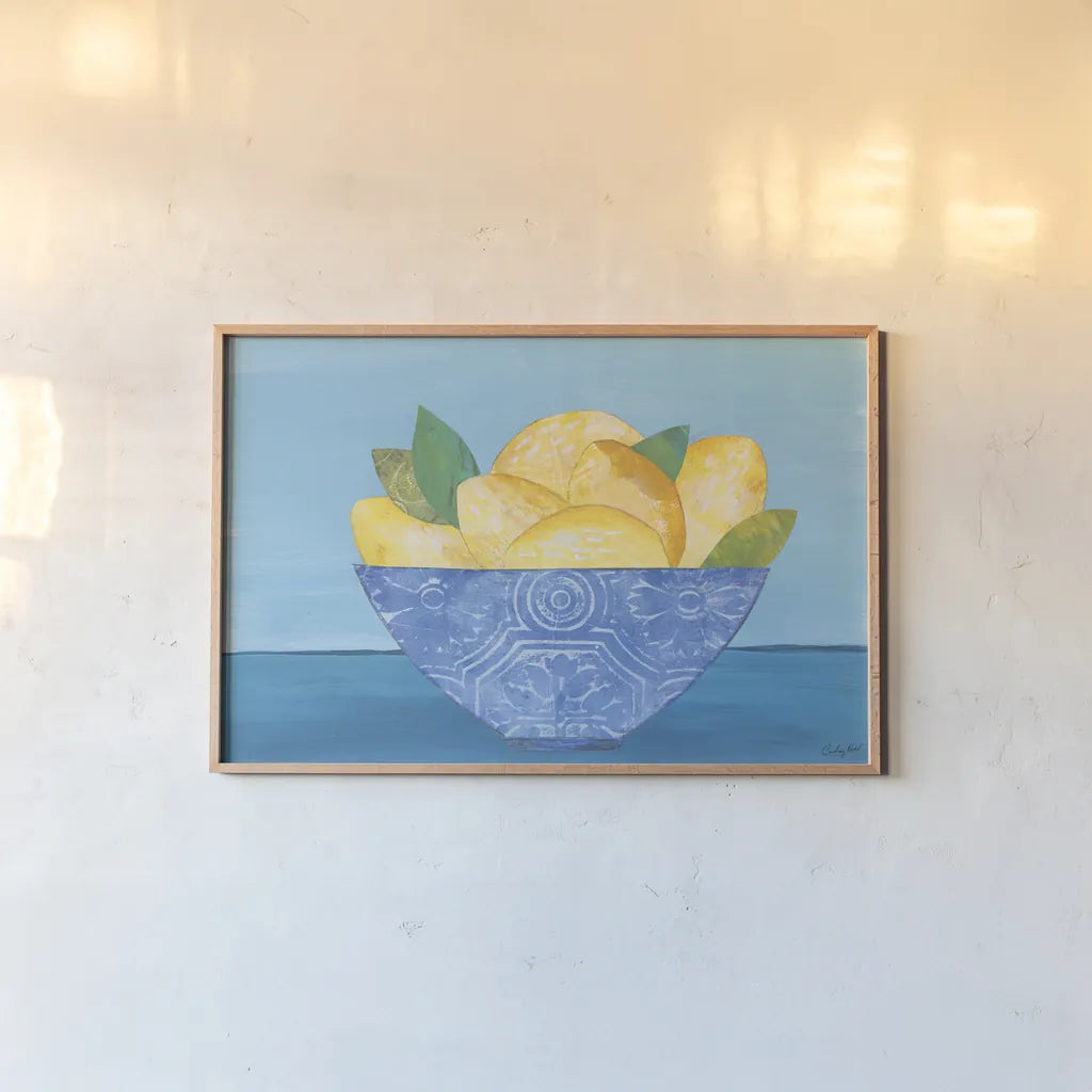 Lemon Elegance by Courtney Prahl. shown as a paper print in a natural frame. Available as a archival giclee rolled canvas, fine art paper, or poster print. SKU 98526i.