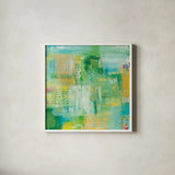 Lively by Courtney Prahl. Shown in a crisp white glass frame for a clean and minimalist style. Available as an archival giclee rolled canvas, fine art paper, or poster print. SKU 87802a.