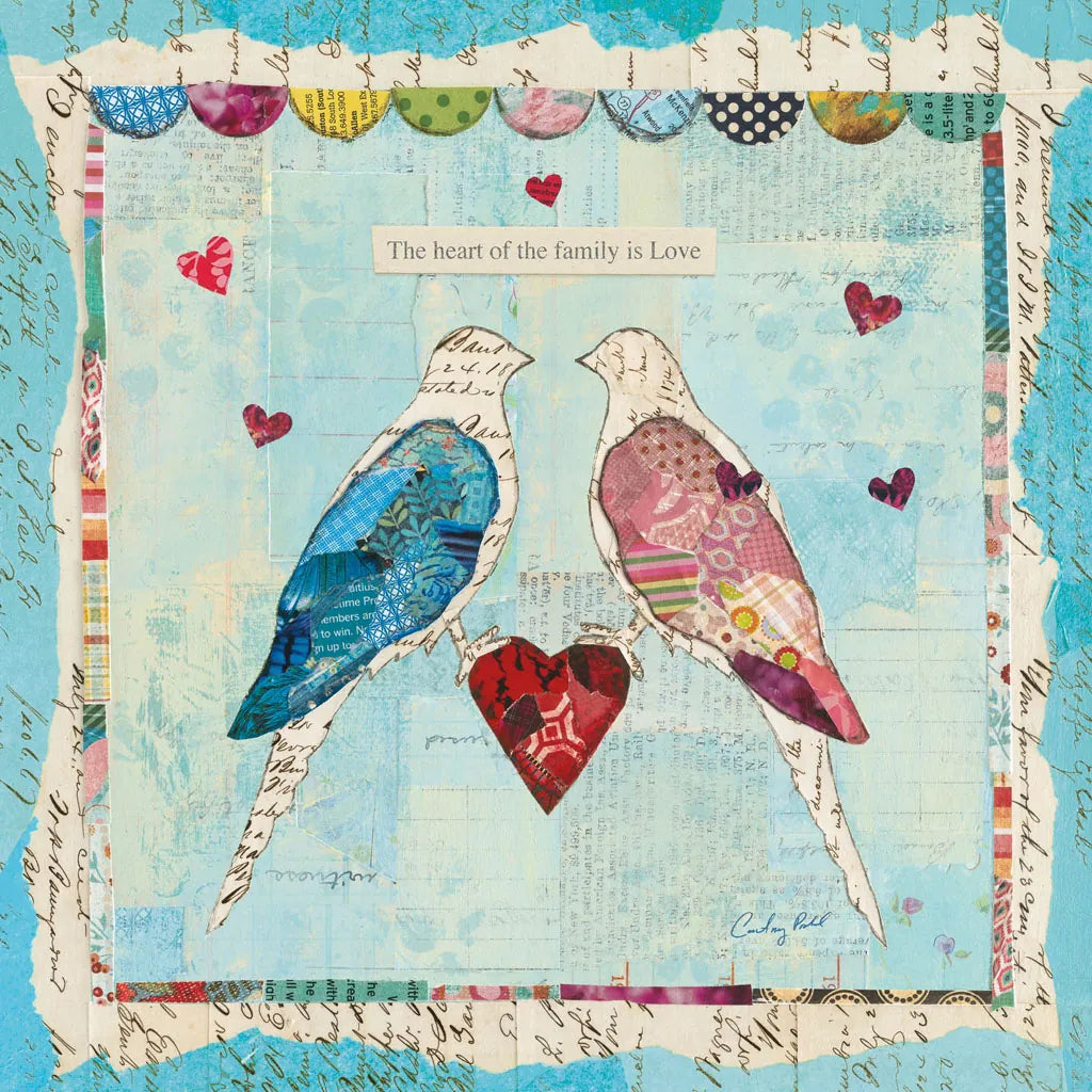 Love Birds Square by Courtney Prahl. SKU 11990a. Archival Giclee Fine art print for wall decor.