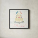 Lovebirds I by Courtney Prahl. Shown in a sleek black glass frame for a contemporary gallery look. Available as an archival giclee rolled canvas, fine art paper, or poster print. SKU 37342a.