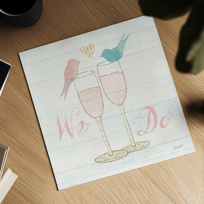 Lovebirds IV by Courtney Prahl. Shown as a detailed flat fine art print, highlighting archival giclee quality. Available as an archival giclee rolled canvas, fine art paper, or poster print. SKU 37345a.