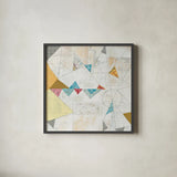 Map Collage Crop by Courtney Prahl. Shown in a sleek black glass frame for a contemporary gallery look. Available as an archival giclee rolled canvas, fine art paper, or poster print. SKU 18922a.