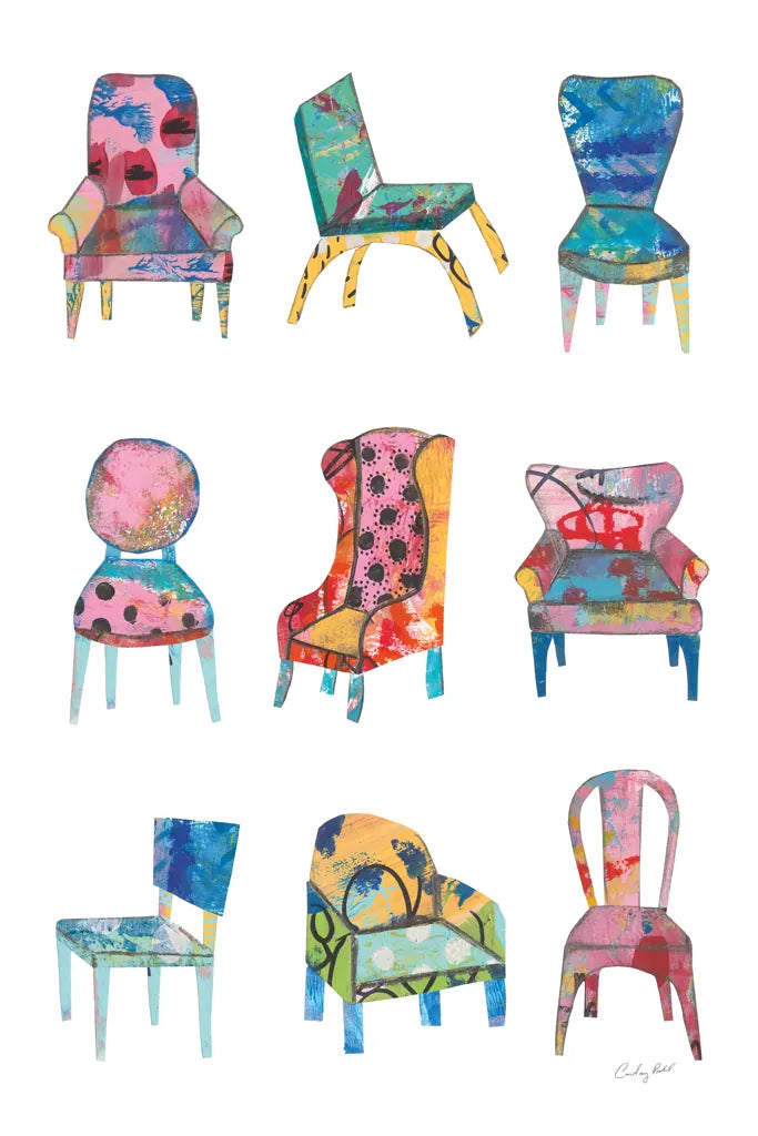 Mod Chair Chart by Courtney Prahl. SKU 80598h. Archival Giclee Fine art print for wall decor.