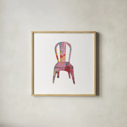 Mod Chairs I by Courtney Prahl. Shown in a natural wood glass frame for a timeless modern aesthetic. Available as an archival giclee rolled canvas, fine art paper, or poster print. SKU 64269a.
