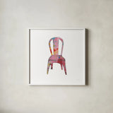 Mod Chairs I by Courtney Prahl. Shown in a crisp white glass frame for a clean and minimalist style. Available as an archival giclee rolled canvas, fine art paper, or poster print. SKU 64269a.